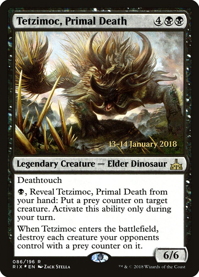 Tetzimoc, Primal Death [Rivals of Ixalan Prerelease Promos] | Total Play