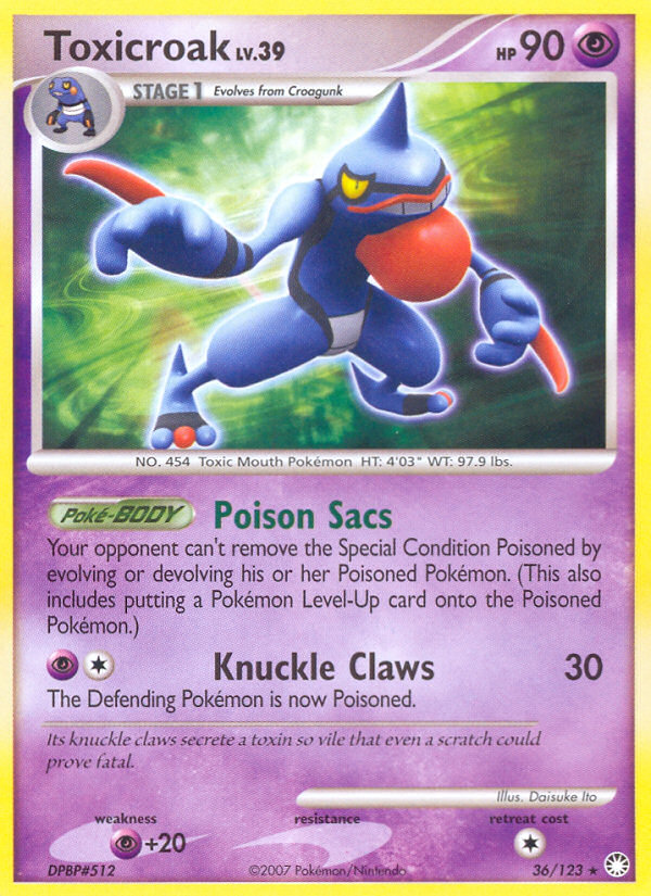 Toxicroak (36/123) [Diamond & Pearl: Mysterious Treasures] | Total Play