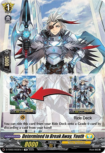 Determined to Break Away, Youth (Tutorial Card) (D-TD03/003EN-T) [Raika Koshiba -Skyfall Executors-] | Total Play