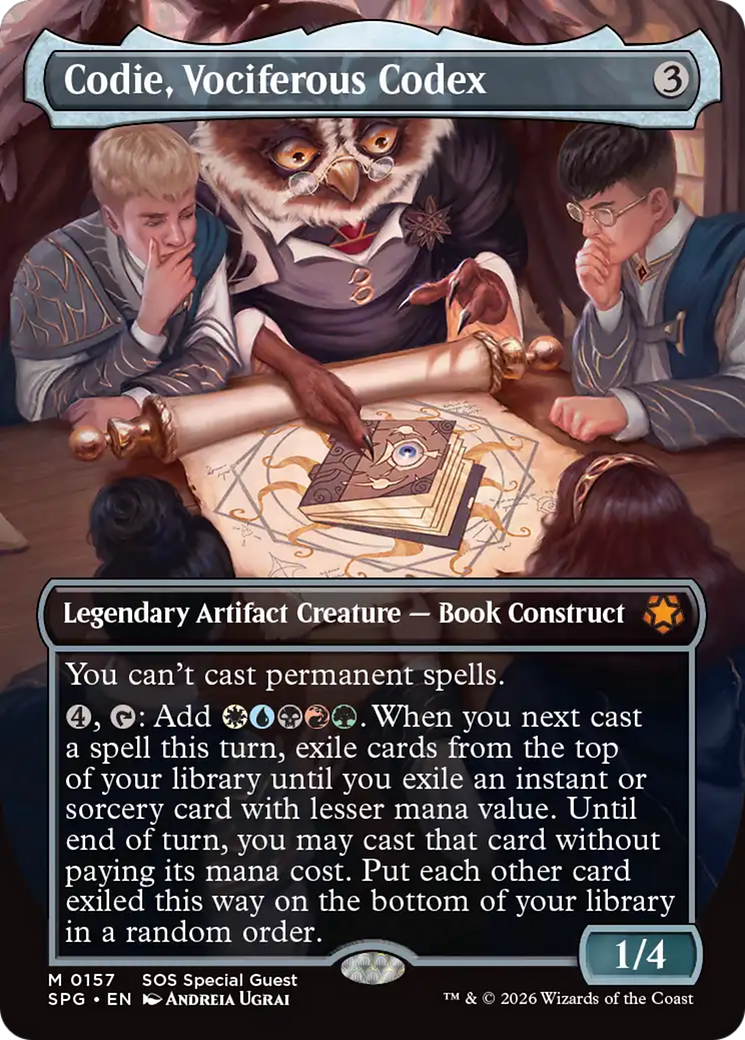 Codie, Vociferous Codex (Borderless) [Secrets of Strixhaven Special Guests] | Total Play