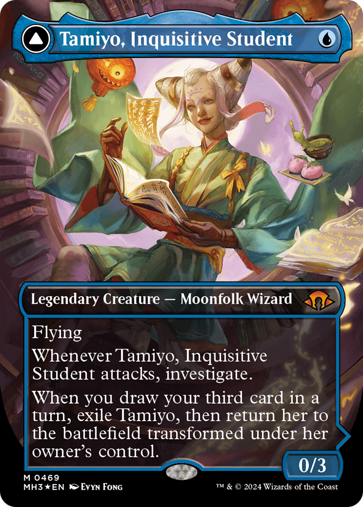 Tamiyo, Inquisitive Student // Tamiyo, Seasoned Scholar (Borderless) (Textured Foil) [Modern Horizons 3] | Total Play