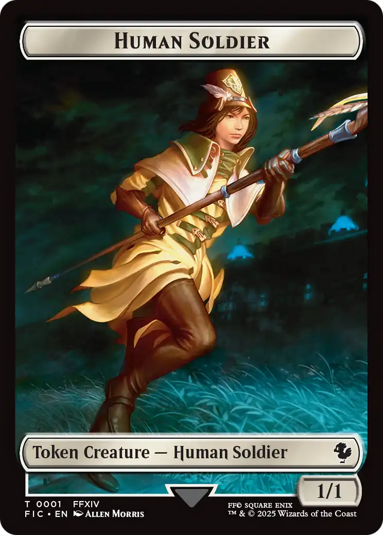 Human Soldier // Hero (0032) Double-Sided Token (Surge Foil) [FINAL FANTASY Commander Tokens] | Total Play