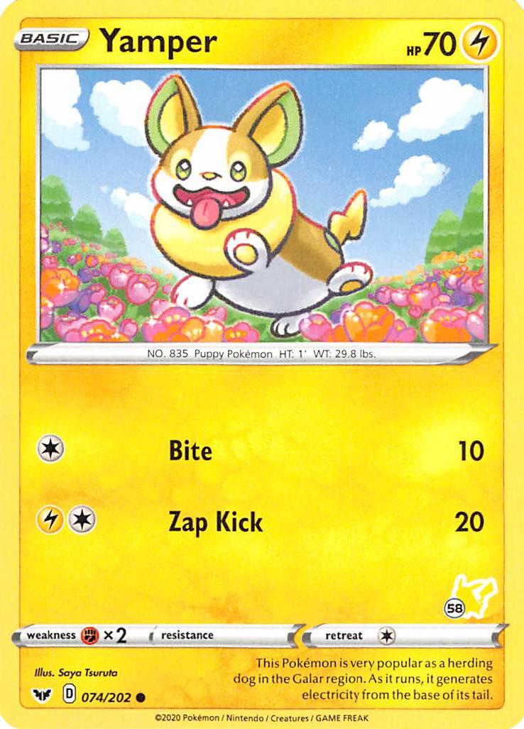 Yamper (074/202) (Pikachu Stamp #58) [Battle Academy 2022] | Total Play