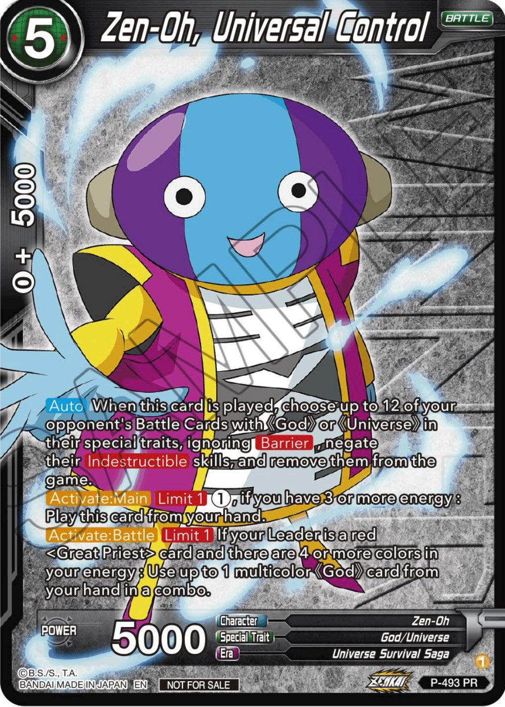 Zen-Oh, Universal Control (Zenkai Series Tournament Pack Vol.3 Winner) (P-493) [Tournament Promotion Cards] | Total Play