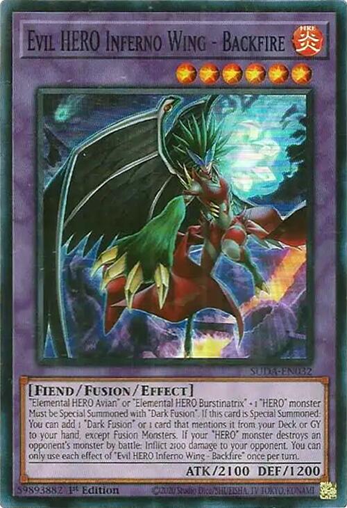 Evil HERO Inferno Wing - Backfire [SUDA-EN032] Super Rare | Total Play