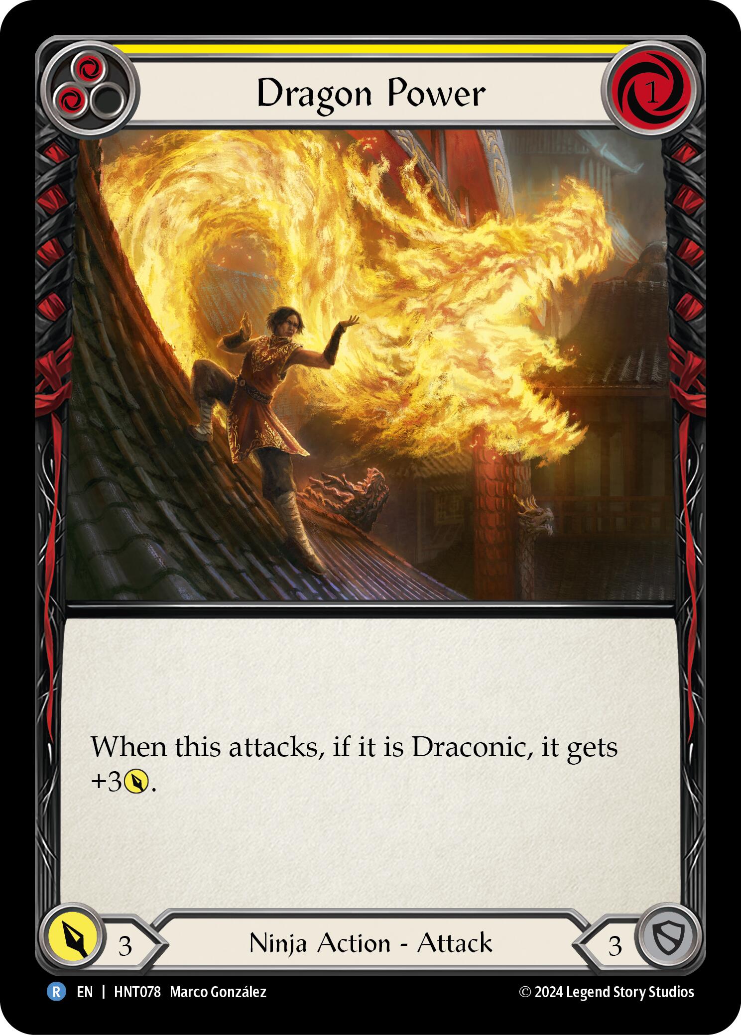 Dragon Power (Yellow) [HNT078] (The Hunted)  Rainbow Foil | Total Play