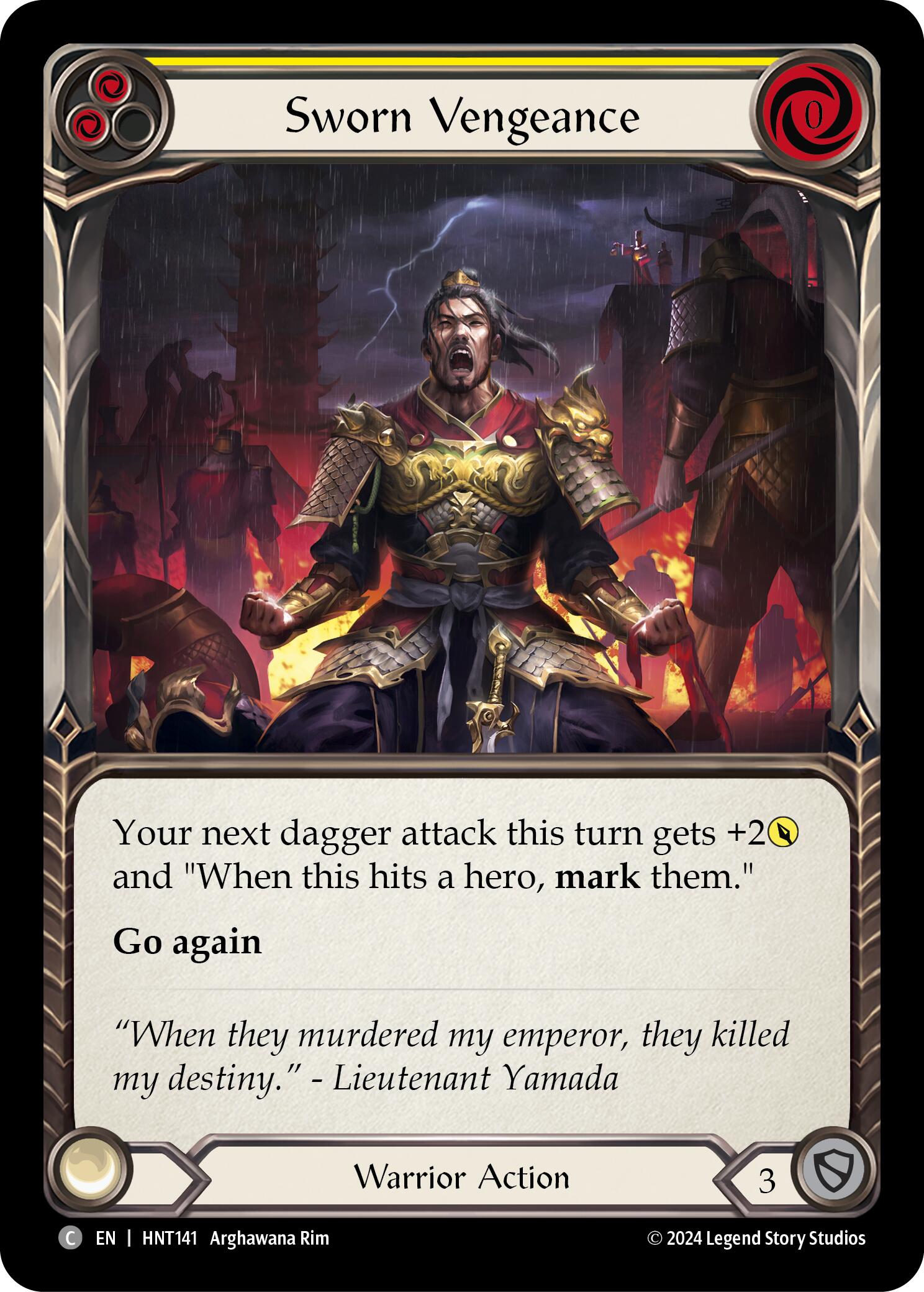 Sworn Vengeance (Yellow) [HNT141] (The Hunted)  Rainbow Foil | Total Play