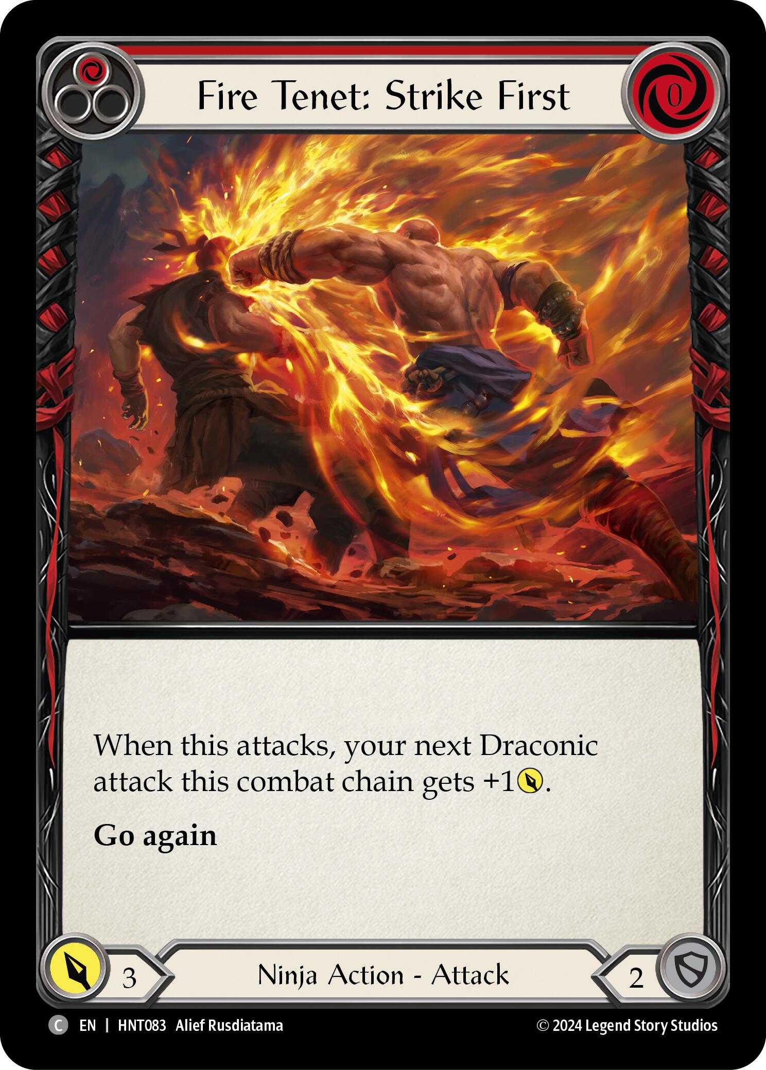 Fire Tenet: Strike First (Red) [HNT083] (The Hunted)  Rainbow Foil | Total Play