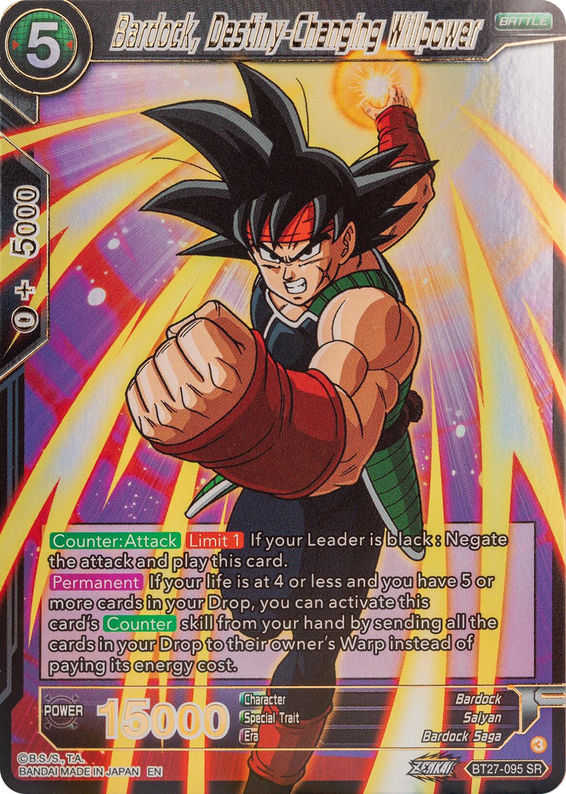 Bardock, Destiny-Changing Willpower (BT27-095) [History of Z] | Total Play