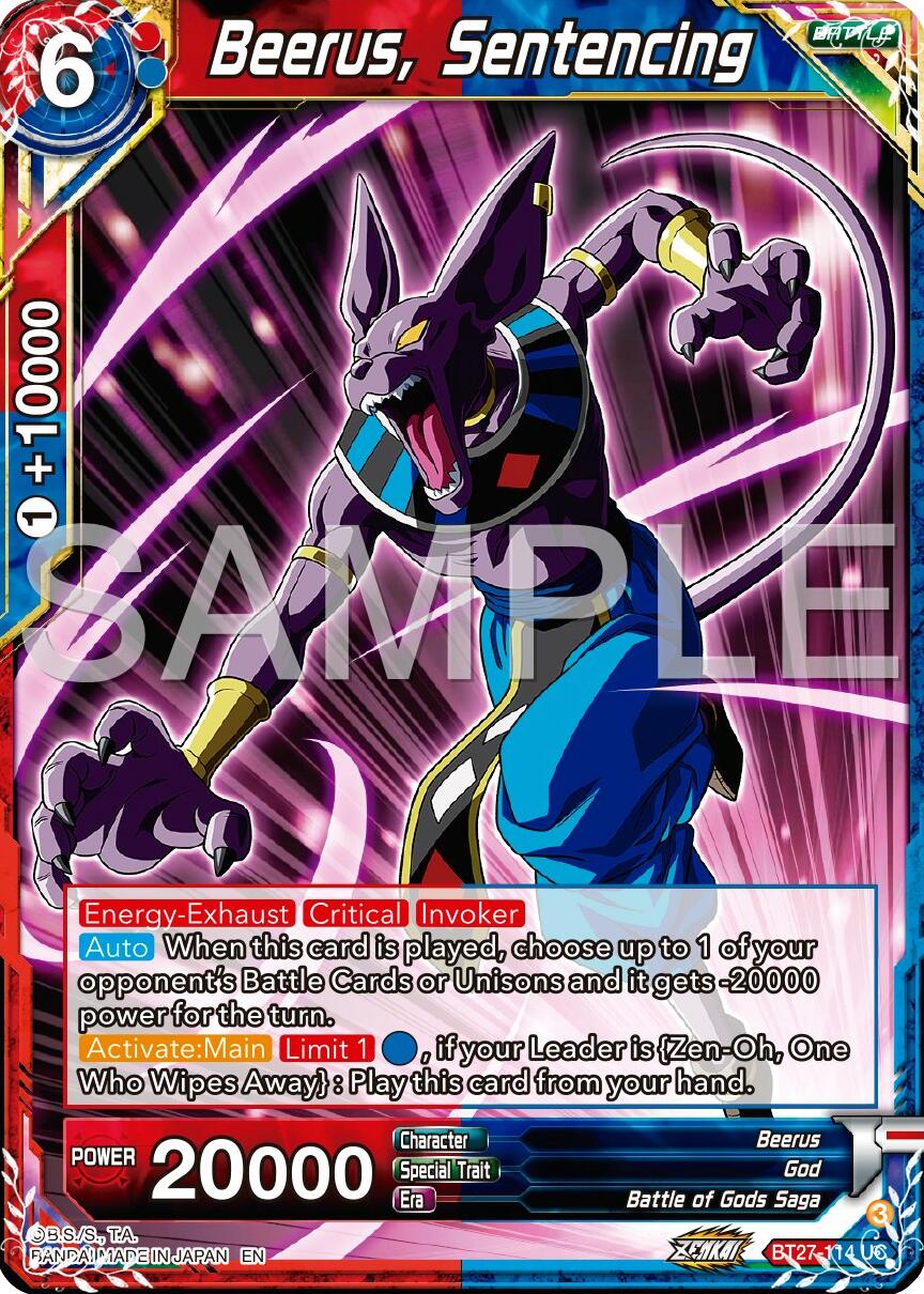 Beerus, Sentencing (BT27-114) [History of Z] | Total Play