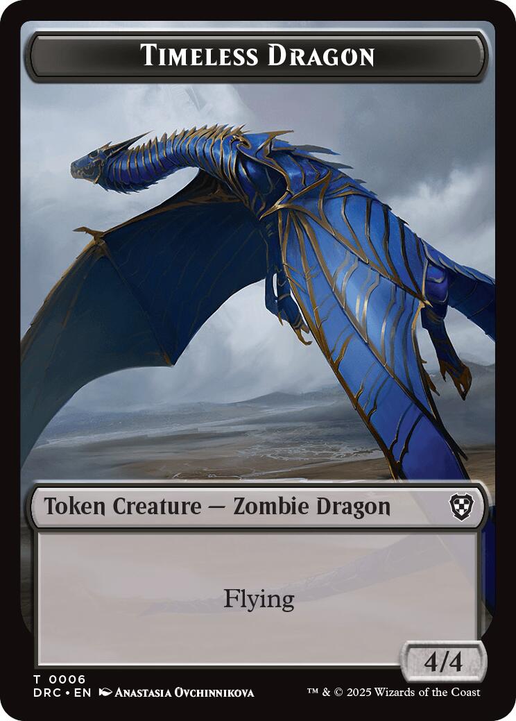Timeless Dragon // Zombie (0003) Double-Sided Token [Aetherdrift Commander Tokens] | Total Play