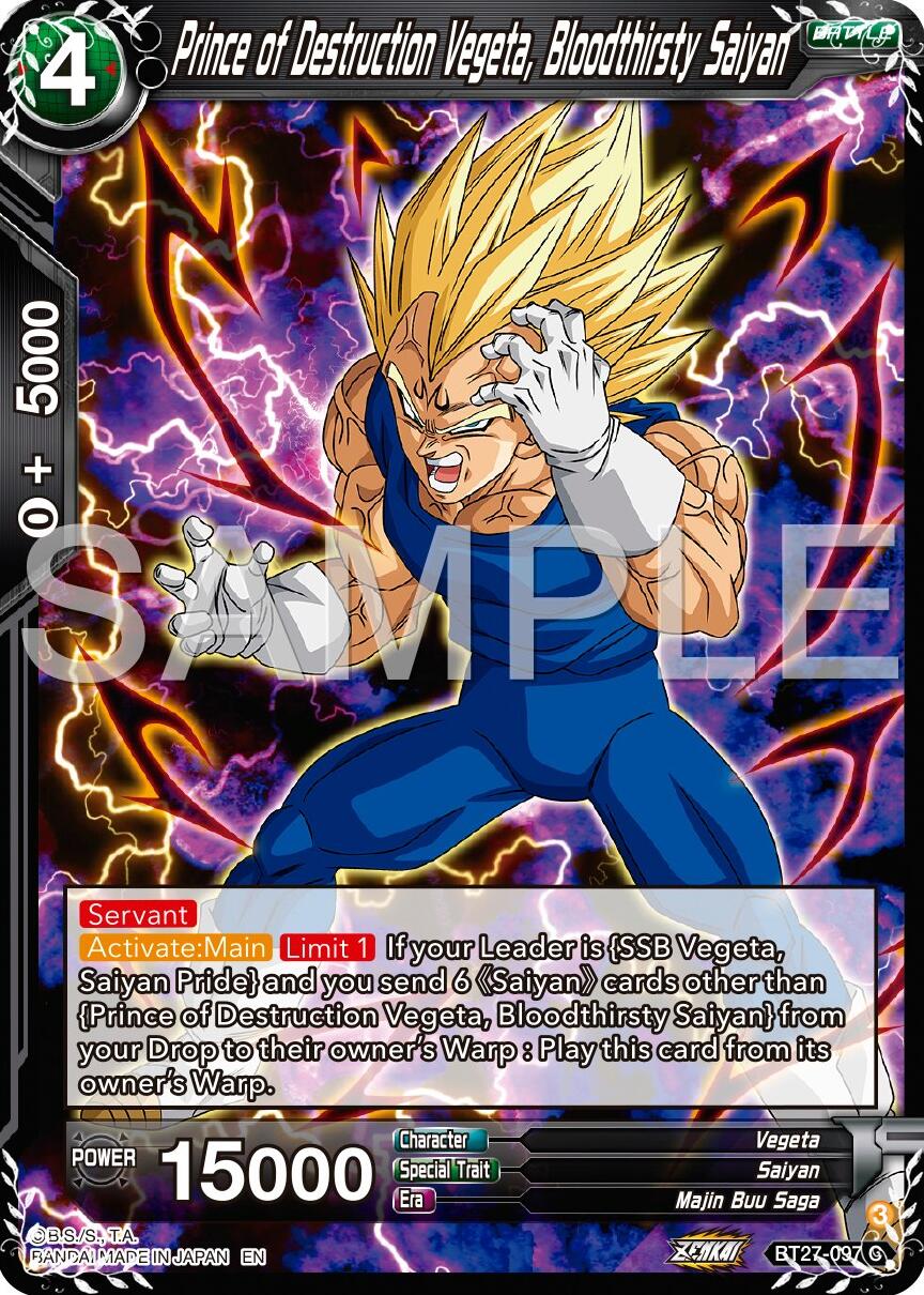 Prince of Destruction Vegeta, Bloodthirsty Saiyan (BT27-097) [History of Z] | Total Play