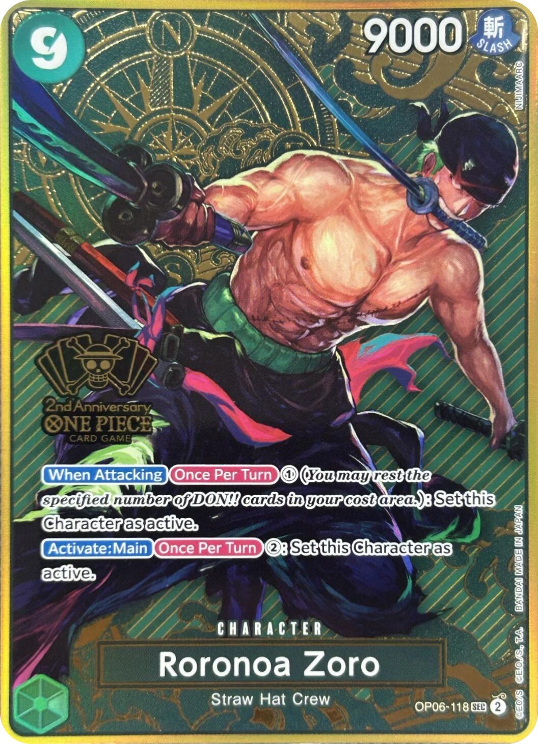 Roronoa Zoro (Japanese Version 2nd Anniversary Set) [One Piece Promotion Cards] | Total Play