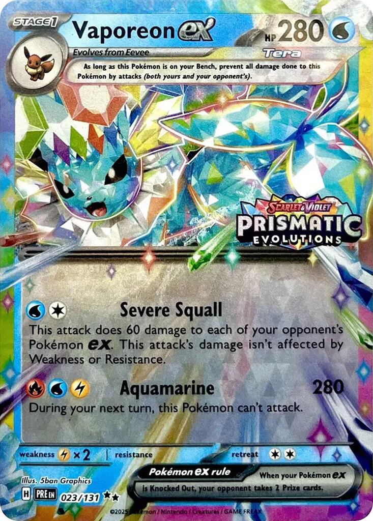 Vaporeon ex (023/131) (Prismatic Evolutions Stamp) [Scarlet & Violet: Prismatic Evolutions] | Total Play