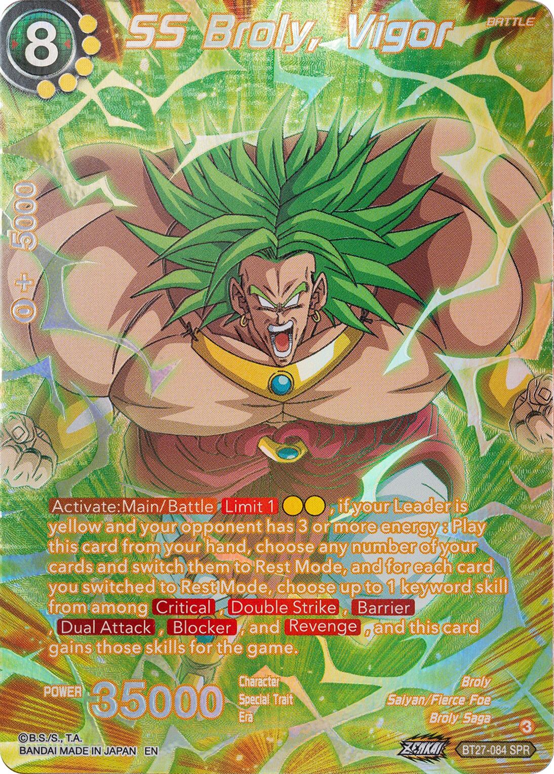 SS Broly, Vigor (SPR) (BT27-064) [History of Z] | Total Play