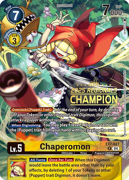 Chaperomon [EX7-027] (2025 Regionals Champion) [Digimon LIBERATOR Promos] | Total Play