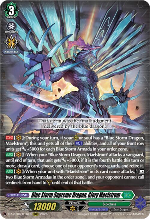 Blue Storm Supreme Dragon, Glory Maelstrom (DZ-BT06/018EN) [DZ-BT06: Generation Dragenesis] | Total Play