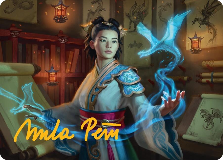 Dragonologist Art Card (6/54) (Gold-Stamped Signature) [Tarkir: Dragonstorm Art Series] | Total Play