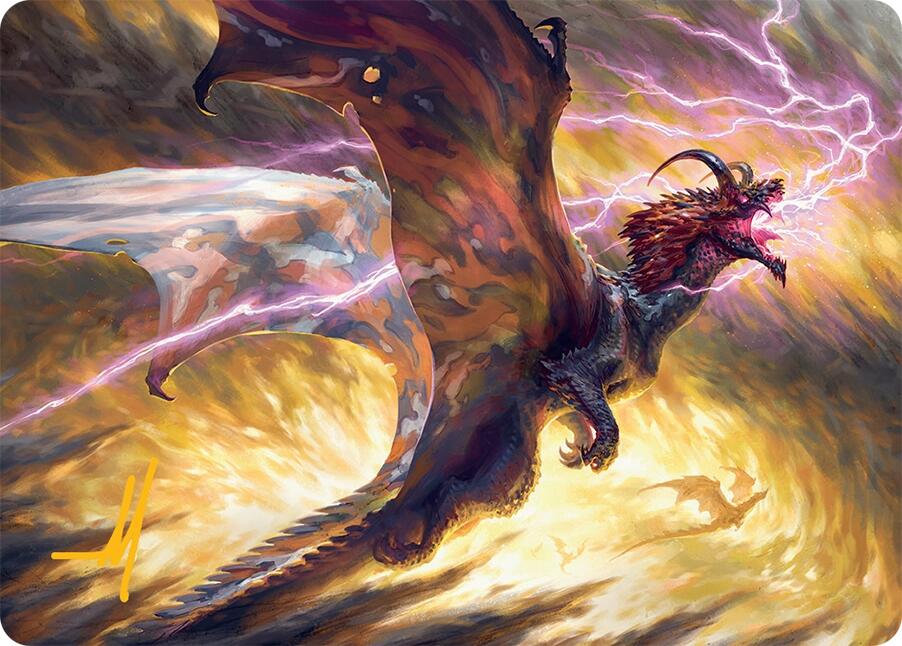 Stormscale Scion Art Card (17/54) (Gold-Stamped Signature) [Tarkir: Dragonstorm Art Series] | Total Play