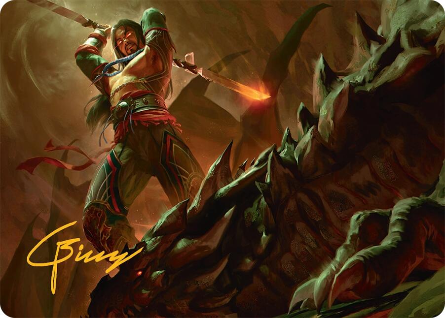 Sarkhan's Resolve Art Card (18/54) (Gold-Stamped Signature) [Tarkir: Dragonstorm Art Series] | Total Play