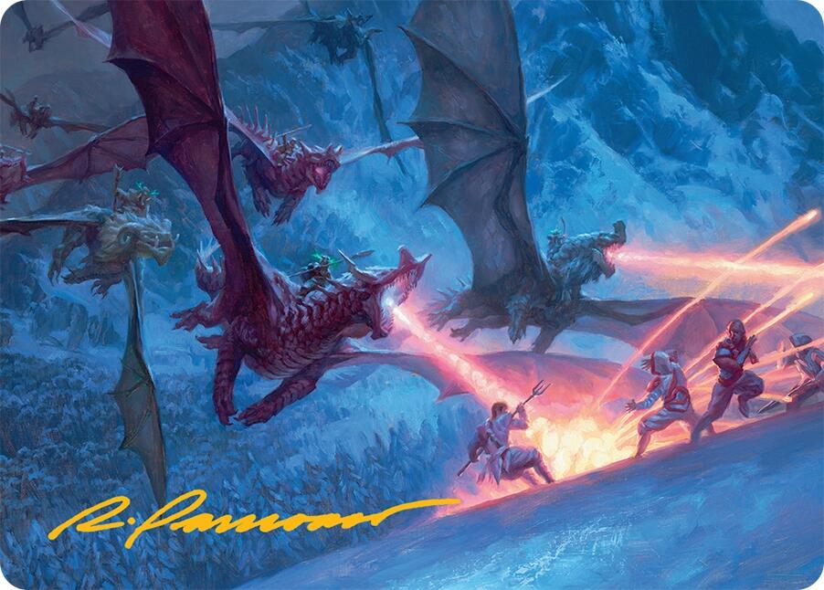 Dragonback Assault Art Card (22/54) (Gold-Stamped Signature) [Tarkir: Dragonstorm Art Series] | Total Play