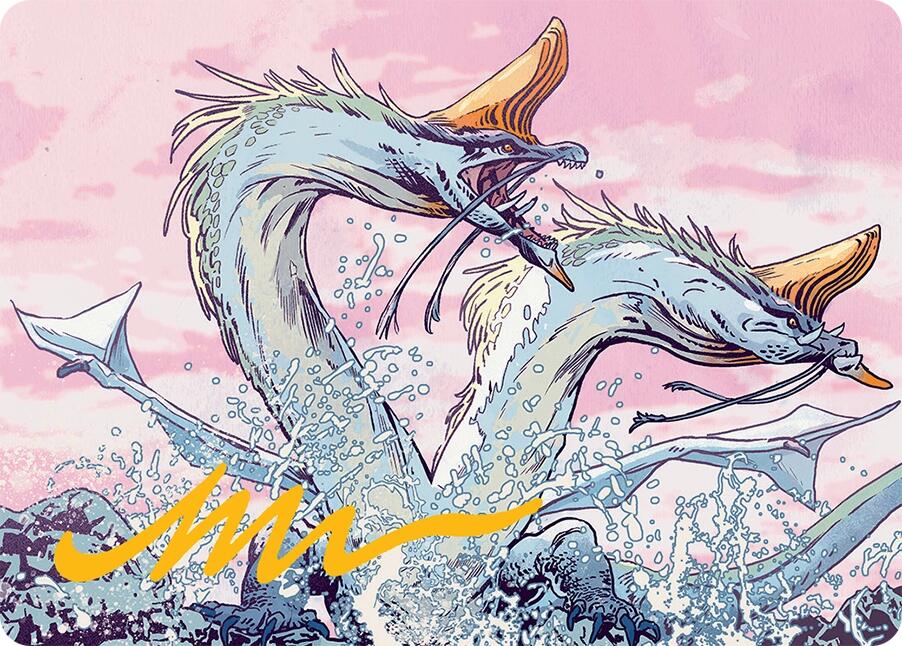 Twinmaw Stormbrood Art Card (39/54) (Gold-Stamped Signature) [Tarkir: Dragonstorm Art Series] | Total Play