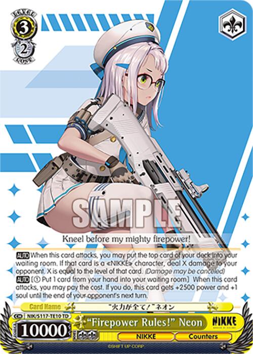 "Firepower Rules!" Neon (NIK/S117-TE10 TD) [GODDESS OF VICTORY: NIKKE] | Total Play