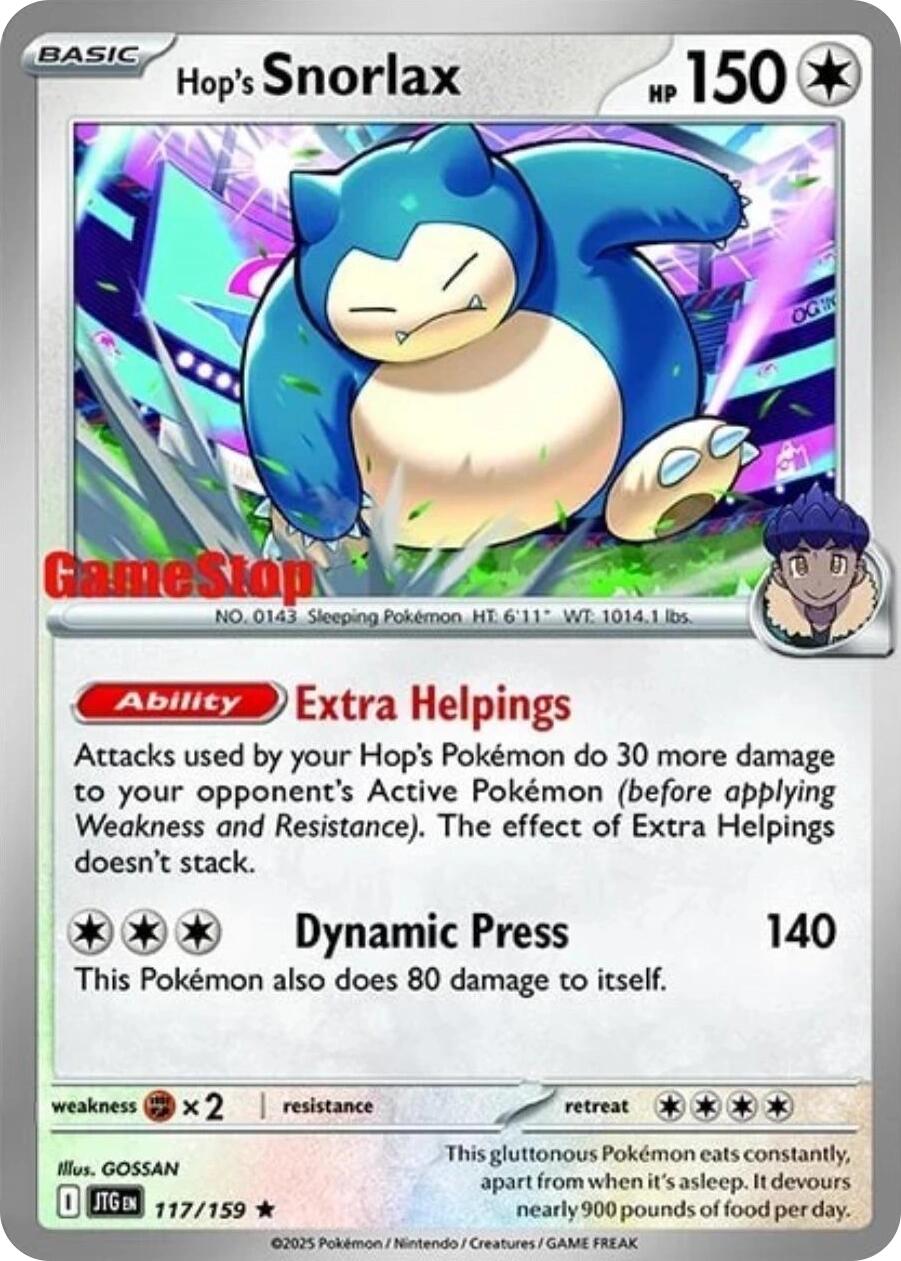 Hop's Snorlax (117/159) (GameStop) (Cosmos Holo) [Scarlet & Violet: Journey Together] | Total Play