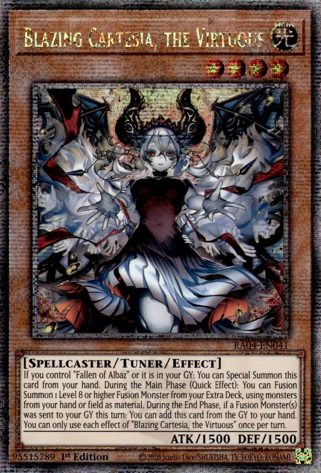 Blazing Cartesia, the Virtuous (New Art) [RA04-EN041] Quarter Century Secret Rare | Total Play