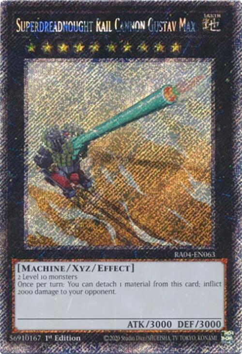 Superdreadnought Rail Cannon Gustav Max [RA04-EN063] Platinum Secret Rare | Total Play