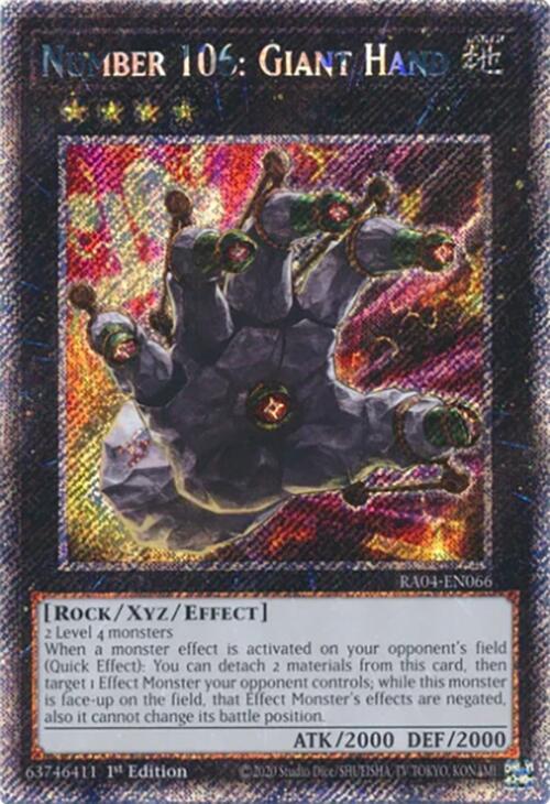 Number 106: Giant Hand [RA04-EN066] Platinum Secret Rare | Total Play