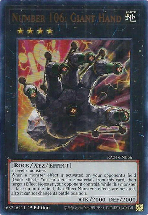 Number 106: Giant Hand [RA04-EN066] Ultra Rare | Total Play