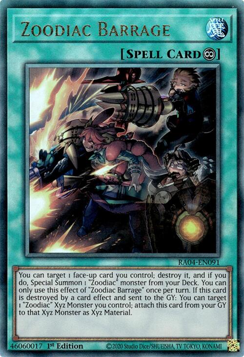 Zoodiac Barrage [RA04-EN091] Prismatic Ultimate Rare | Total Play