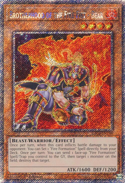 Brotherhood of the Fire Fist - Bear [RA04-EN198] Platinum Secret Rare | Total Play