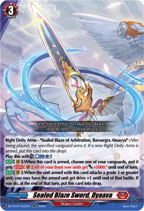Sealed Blaze Sword, Dyaava (DZ-BT07/033EN) [DZ-BT07: Moon Fangs & Cerulean Blaze] | Total Play