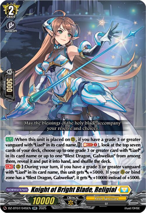 Knight of Bright Blade, Religial (DZ-BT07/045EN) [Moon Fangs & Cerulean Blaze] | Total Play