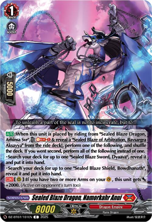 Sealed Blaze Dragon, Namorkahr Anui (DZ-BT07/101EN) [DZ-BT07: Moon Fangs & Cerulean Blaze] | Total Play