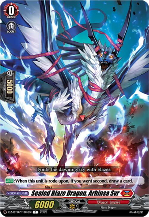 Sealed Blaze Dragon, Arhinsa Svr (DZ-BT07/104EN) [DZ-BT07: Moon Fangs & Cerulean Blaze] | Total Play