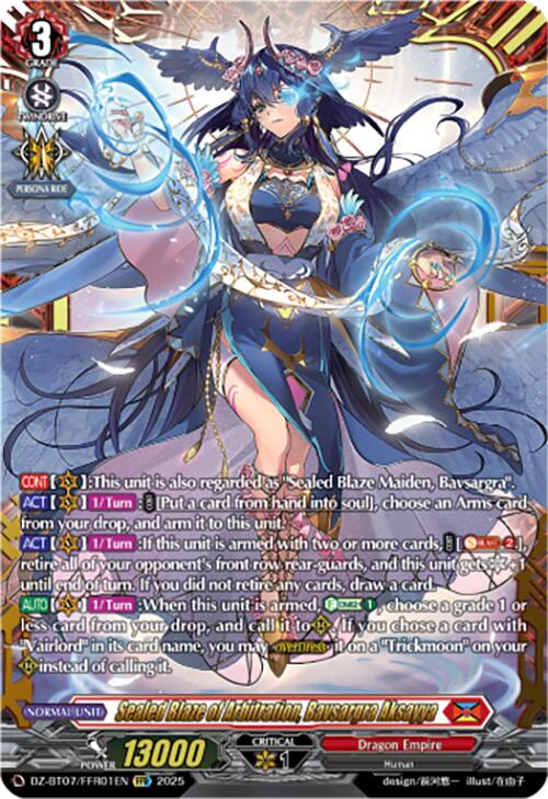 Sealed Blaze of Arbitration, Bavsargra Aksayya (DZ-BT07/FFR01EN) [DZ-BT07: Moon Fangs & Cerulean Blaze] | Total Play