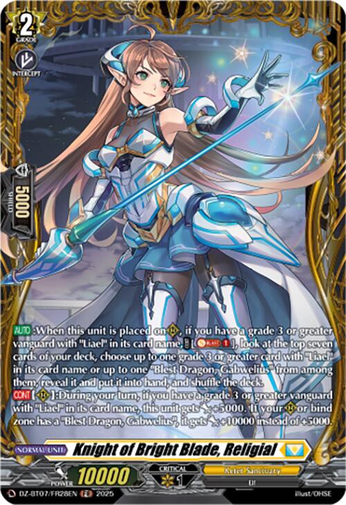 Knight of Bright Blade, Religial (DZ-BT07/FR28EN) [Moon Fangs & Cerulean Blaze] | Total Play
