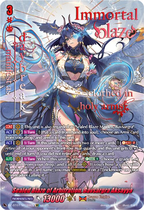 Sealed Blaze of Arbitration, Bavsargra Aksayya (DZ-BT07/SEC01EN) [DZ-BT07: Moon Fangs & Cerulean Blaze] | Total Play