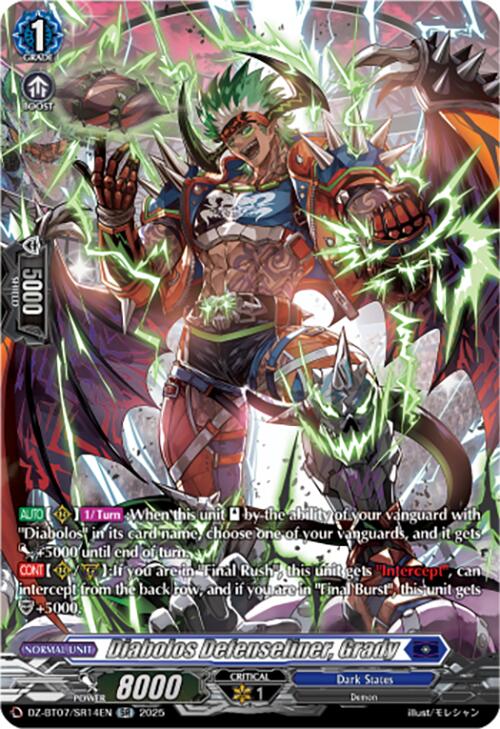 Diabolos Defenseliner, Grady (DZ-BT07/SR14EN) [DZ-BT07: Moon Fangs & Cerulean Blaze] | Total Play