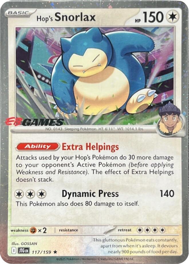 Hop's Snorlax (117/159) (EB Games) (Cosmos Holo) [Scarlet & Violet: Journey Together] | Total Play