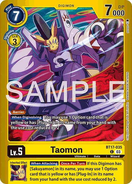 Taomon [BT17-035] (Limited Card Pack -Billion Bullet-) [Limited Card Pack -Billion Bullet-] | Total Play