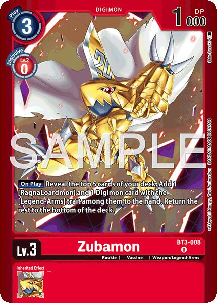 Zubamon [BT3-008] (Limited Card Pack -Billion Bullet-) [Limited Card Pack -Billion Bullet-] | Total Play