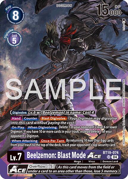 Beelzemon: Blast Mode ACE [BT19-074] (Limited Card Pack -Billion Bullet-) [Limited Card Pack -Billion Bullet-] | Total Play