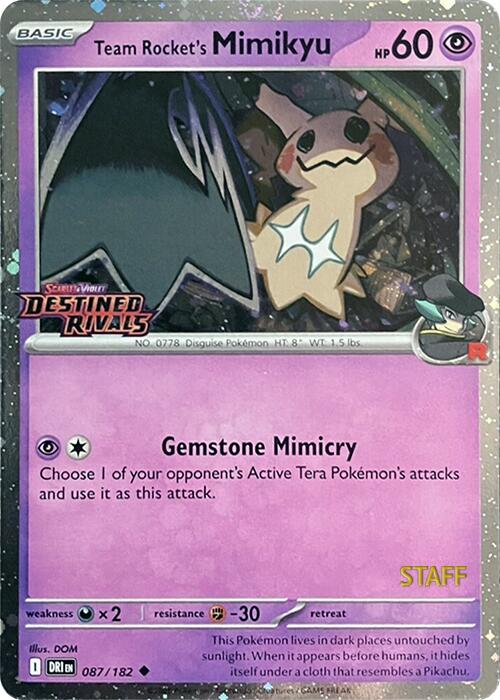 Team Rocket's Mimikyu (087/182) (Prerelease Staff) [Scarlet & Violet: Destined Rivals] | Total Play