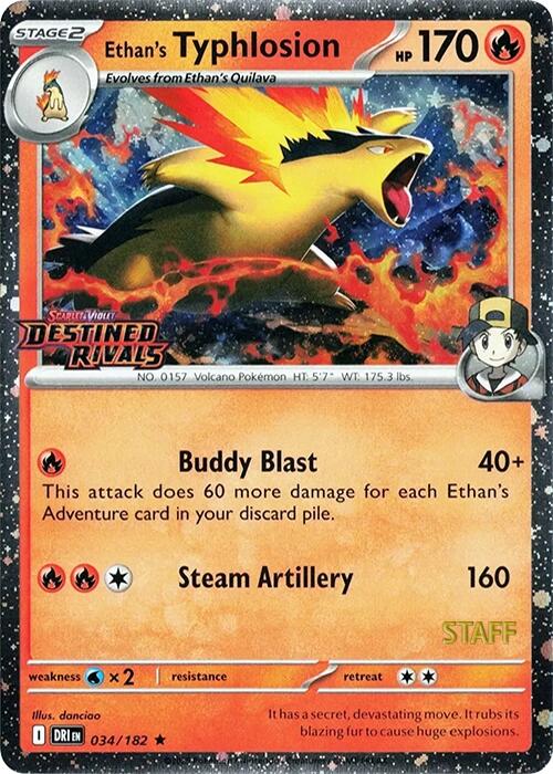 Ethan's Typhlosion (034/182) (Prerelease Staff) [Scarlet & Violet: Destined Rivals] | Total Play