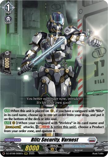 Blitz Security, Varnest (DZ-BT08/009EN) [DZ-BT08: Knights 0f Rebirth] | Total Play
