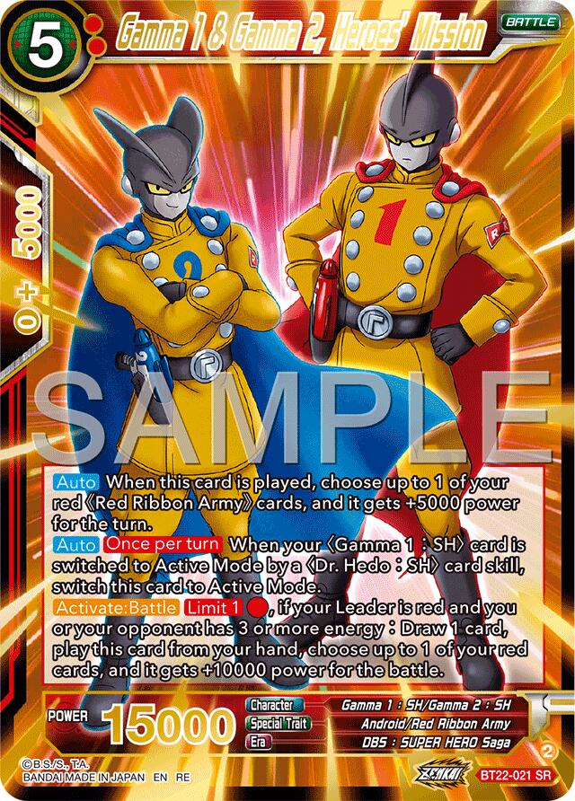 Gamma 1 & Gamma 2, Heroes' Mission (Reprint) (BT22-021) [Premium Anniversary Box 2025] | Total Play